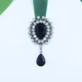 Alliage argent antique strass pendentif larme acrylique noir accessoire cheveux DIY - Noir