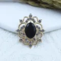 Alloy hollow gem flower tray rhinestone pendant DIY handmade hair accessory jewelry material. - Black