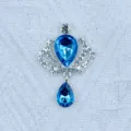 Blue crystal crown alloy pendant DIY rhinestone accessory for hair clips shoes brooch crafting - Lake Blue