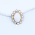 DIY oval pearl alloy button vintage flower rhinestone base badge tray decorative material - Stone White