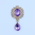 Alloy oval purple rhinestone brooch DIY accessory component, elegant craft trim material. - Light Purple