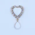 Gold alloy heart rhinestone pendant DIY jewelry accessory white enamel charm component - Stone White