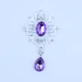 50x27mm zilveren legering strass hanger DIY paarse druppel kristal kleding accessoire - Lichtpaars