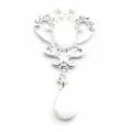 Alloy crown rhinestone pendant DIY jewelry accessory, elegant white gem decorative item. - Stone White