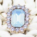 Rectangular rhinestone alloy button crystal DIY hair bow decorative accessory craft supply - Light Blue