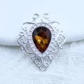 Legering Druppel Strass Hanger DIY Holle Filigrain Edelsteen Bedel Accessoire Voor Haar Sieraden - Donker Koffie
