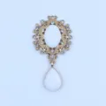 Vintage alloy rhinestone brooch finding DIY oval teardrop decorative craft accessory 25x46mm - Stone White