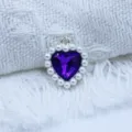 Colgante de corazón de aleación con diamantes de 18 mm DIY perla borde joyería encanto accesorio - Púrpura profundo