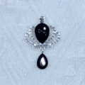 Alloy crown teardrop pendant DIY accessory, sparkly rhinestone and black teardrop decor charm. - Black