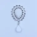 Silver Alloy Rhinestone Teardrop Pendant DIY Hair Accessory Fashion Decoration Item - Stone White
