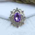 Alloy rhinestone purple gemstone DIY hair accessory charm, elegant jewelry making supply. - Light Purple