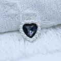 DIY heart pearl pendant, black gem alloy charm for handmade jewelry making and accessories. - Gray