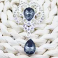 Vintage alloy rhinestone teardrop brooch pendant DIY decorative accessory for clothing crafts - Gray