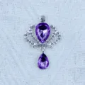 Silver alloy crown teardrop crystal rhinestone DIY accessory for handmade clothing items - Light Purple
