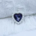 18mm alloy heart rhinestone charm DIY handmade jewelry pendant accessory blue crystal - Navy Blue