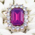 Rectangular Rhinestone Alloy Button Purple Crystal DIY Bow Haircraft Accessory Part - Magenta