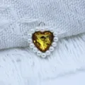 18mm alloy heart rhinestone pearl DIY pendant charm jewelry handmade accessory for crafts. - Golden Yellow