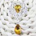 Alloy rhinestone teardrop brooch pendant DIY handmade jewelry decorative accessory charm - Golden Yellow