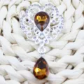 Vintage Alloy Rhinestone Drop Brooch Pendant DIY Craft Decor Fashion Accessories - Dark Coffee