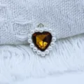 18mm alloy heart pearl rhinestone DIY pendant charm jewelry accessory for handmade crafts. - Dark Coffee