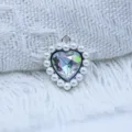 18mm alloy heart crystal pendant with faux pearl border, perfect for DIY handmade jewelry crafting. - AB Color