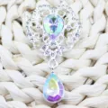 Silver Alloy Rhinestone Teardrop Brooch Pendant DIY Craft Sparkle Crystal Accessory Item - AB Color