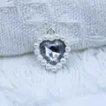 Alloy Heart Rhinestone Pearl Pendant DIY Jewelry Accessory Silver White 18MM Craft - White