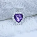 Purple heart rhinestone alloy pearl pendant DIY handmade jewelry accessory charm part. - Light Purple