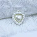 18mm alloy heart pearl pendant diy jewelry craft accessory lovely love charm decoration component - Pearl Color