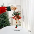 Christmas bell hanging decoration with bows and pine needles for holiday party decor. - Red Green Bell
