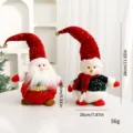Weihnachts Plueschfigur Weihnachtsmann Schneemann Pailletten Muetze Tischdeko Festgeschenk - Weihnachtsmann + Schneemann