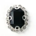 Oval Black Rhinestone Claw Chain Button DIY Craft Sewing Garment And Shoe Accessory 1pc - Black