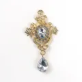 Vintage Palace Style Gold Alloy Teardrop Pendant Rhinestone DIY Clothing Jewelry Accessory - White