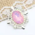Broche Ovale Rose en Strass et AllIage DIY Perle Accessoire Cheveux Artisanat Vêtement - Rose foncé