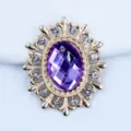 Oval hollow alloy flower base rhinestone DIY jewelry accessory with purple crystal center. - Light Purple