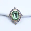 Hebilla decorativa de estrás y aleación romboidal dorada para accesorios de muñecas y lazos DIY - Verde claro