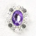 Oval alloy pearl rhinestone decorative button with purple crystal gem for clothing bags DIY crafts - Light Purple