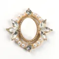 Accessoire décoratif DIY en alliage doré perle blanche ovale et strass pour vêtements et cheveux - Blanc pierre