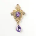 Vintage purple crystal gold alloy pendant DIY clothing accessory charm jewelry piece - Light Purple