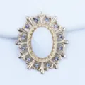 28x24mm oval hollow alloy rhinestone flower base DIY jewelry accessory for craft hair supplies - Stone White