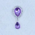 Silver large teardrop rhinestone pendant jewelry accessory for DIY craft clothing bags - Light Purple