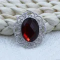Oval rhinestone alloy button red gemstone DIY jewelry decorative accessory variant SKU. - Dark Red