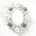 Oval alloy pearl rhinestone decorative button for clothing shoes bags accessories - Stone White