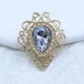 Gold alloy filigree teardrop rhinestone DIY charm jewelry accessory for brooch and hair pin - White