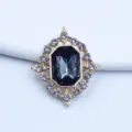 Gold diamond-shaped alloy rhinestone decorative buckle for DIY bows and doll accessories. - Gray