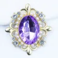 Baroque purple rhinestone alloy DIY flower button flatback pearl hair accessory apparel parts - Light Purple