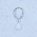 Silver large teardrop rhinestone pendant diy jewelry accessory 42x20mm clothing craft material - Stone White