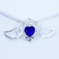 Colgante de estrás con alas de corazón de aleación plateada, accesorio azul - Azul Zafiro