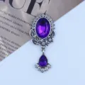 Colgante de aleación plateada antigua con pedrería acrílica morada para accesorios de joyería - Púrpura profundo