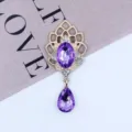 Golden alloy rhinestone acrylic pendant jewelry DIY flower rhinestone drop necklace accessory 51mm - Light Purple